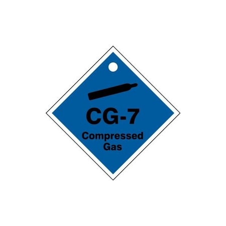 Accuform Energy Source ID Tag, CG-7 COMPRESSED GAS, 2.5in x 2.5in, Plastic, 5PK TDJ607VPM
